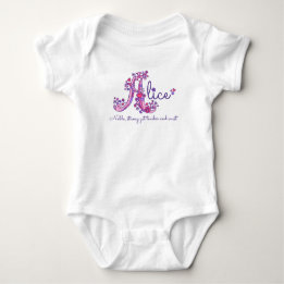Alice Girls Name & Bedeutung Eine Monogramm-Kleidu Baby Strampler