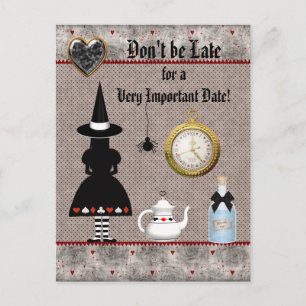 Alice Halloween Baby Dusche Save the Date Ankündigungspostkarte