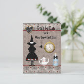 Alice Halloween Baby Dusche Save the Date Ankündigungspostkarte (Stehend Vorderseite)