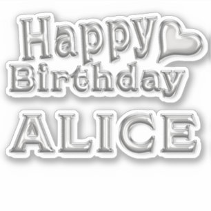Alice Happy Birthday silver Aufkleber Sticker