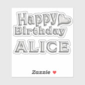 Alice Happy Birthday silver Aufkleber Sticker (Blatt)