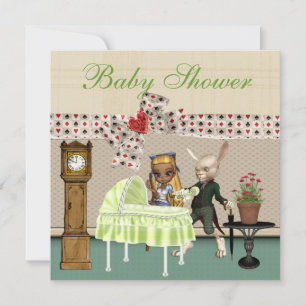 Alice & Hase im Wunderland über Baby Shower Einladung