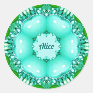ALICE ~ Helles Abstraktes Fraktal Muster ~ Klassis Runder Aufkleber