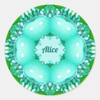 ALICE ~ Helles Abstraktes Fraktal Muster ~ Klassis Runder Aufkleber
