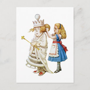 Alice hilft der weißen Königin in Wonderland Postkarte