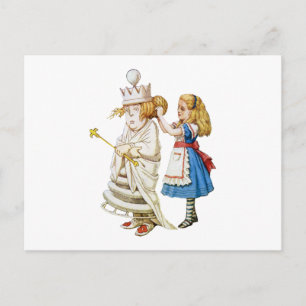 Alice hilft der weißen Königin in Wonderland Postkarte