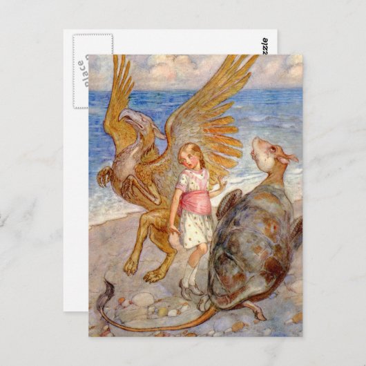Alice hört auf den Griffin und die Mock Turtle Postkarte (Vorne/Hinten)