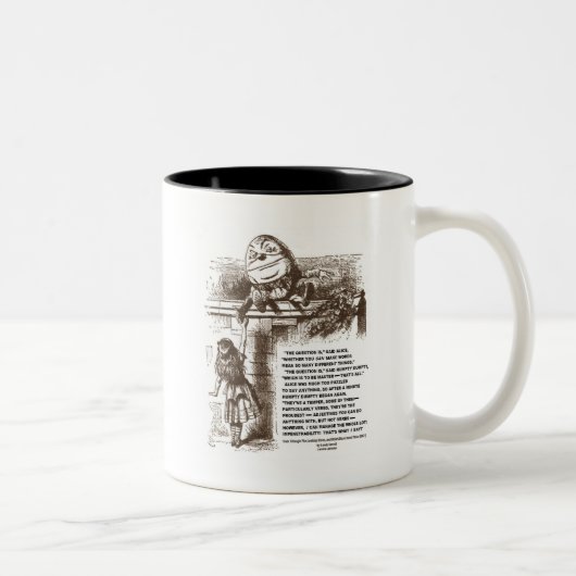 Alice Humpty Dumpty Wonderland Conversation Zitat Zweifarbige Tasse (Rechts)