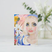 Alice im Garten Live-Blume Malerei Postkarte (Stehend Vorderseite)