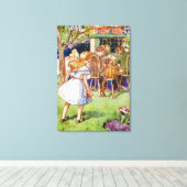 Alice im Mad Hatters Tea Party im Wunderland Leinwanddruck (Insitu (Holzboden))