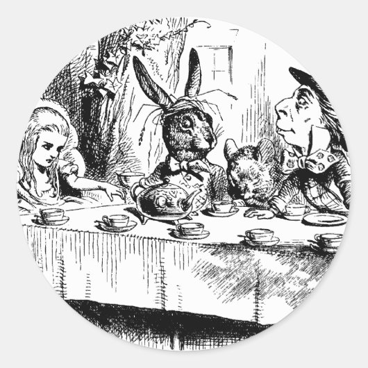 Alice im Mad Tea Party Runder Aufkleber (Vorderseite)