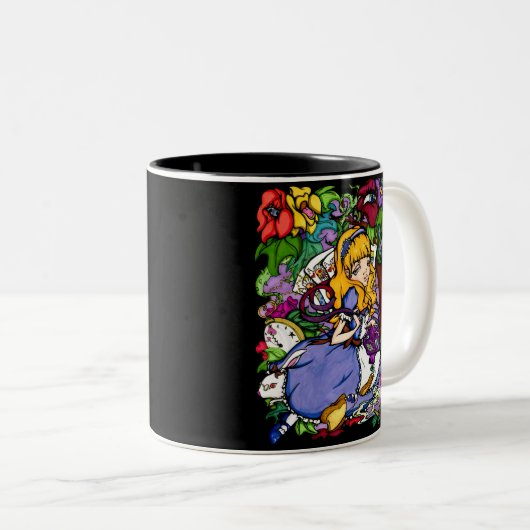 Alice im Märchenland-Becher SCHWARZEN Zweifarbige Tasse (VorderseiteRechts)