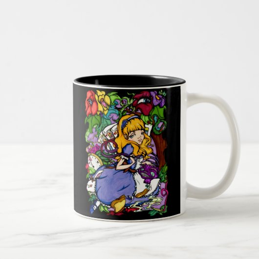 Alice im Märchenland-Becher SCHWARZEN Zweifarbige Tasse (Rechts)