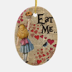 Alice im Märchenland essen mich Muffin Keramik Ornament