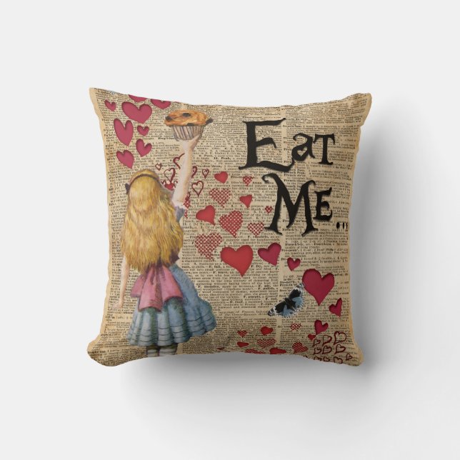 Alice im Märchenland essen mich Muffin Kissen (Vorderseite)