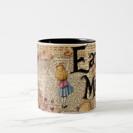 Alice im Märchenland essen mich Muffin Zweifarbige Tasse (Mittel)