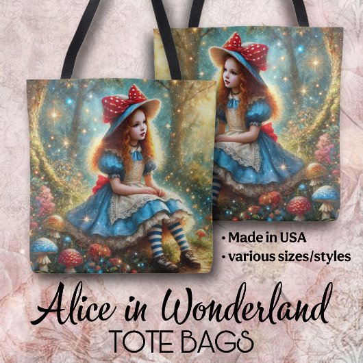Alice im Pilz-Fantasiewald Tasche