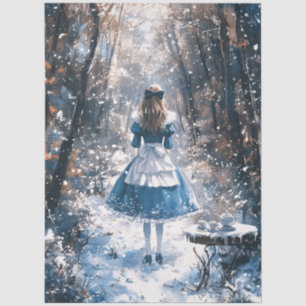 Alice im schneebedeckten Wunderland Dekoupage Seidenpapier