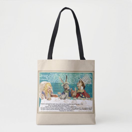 Alice im Tee-Party von Mad Hatter Tasche (Vorderseite)