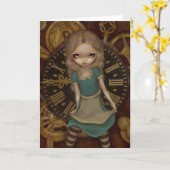 "Alice im Uhrwerk" Gruß-Karte Karte (Gelbe Blume)