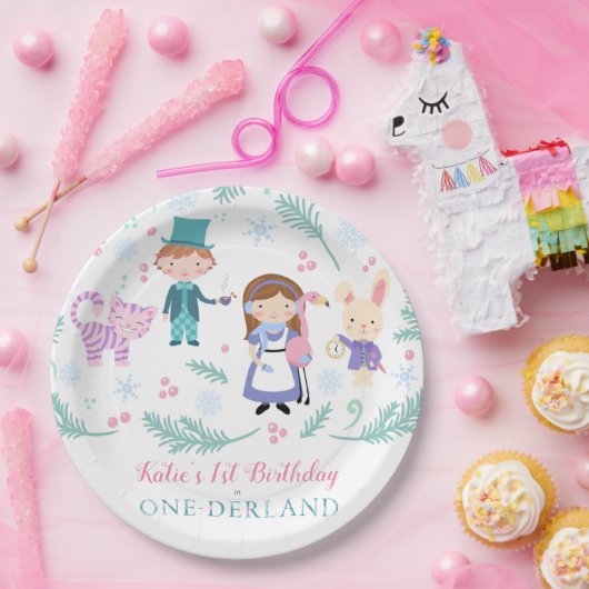 Alice im Winter One-Derland | Wonderland Birthday Pappteller (Party)