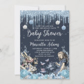 Alice im Winter Wonderland Blue Einladung (Vorderseite)