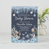 Alice im Winter Wonderland Blue Einladung (Stehend Vorderseite)