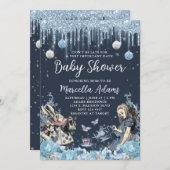 Alice im Winter Wonderland Blue Einladung (Vorne/Hinten)