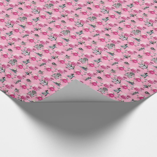 Alice im Winter Wunderland auf rosa Streifen Geschenkpapier (Ecke)