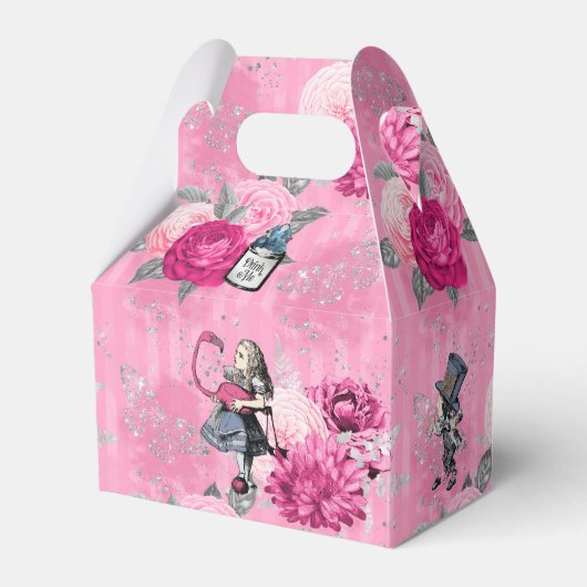 Alice im Winter Wunderland auf rosa Streifen Geschenkschachtel (Vorderseite)