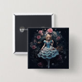 Alice im Wunderland 15 cm Square Abzeichen Button (Vorne & Hinten)