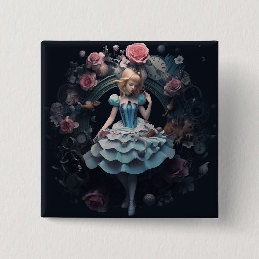 Alice im Wunderland 15 cm Square Abzeichen Button (Vorderseite)
