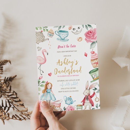 Alice im Wunderland 1. Geburtstag Einladung
