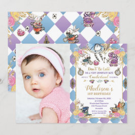 Alice im Wunderland 1. Geburtstag Onederland Foto Einladung