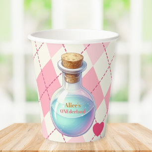 Alice im Wunderland 1. Geburtstag Onederland Pappbecher