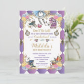 Alice im Wunderland 1. Geburtstag Onederland Tee Einladung (Stehend Vorderseite)