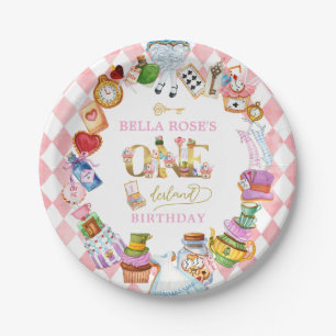 Alice im Wunderland 1. Geburtstag Pink Pappteller