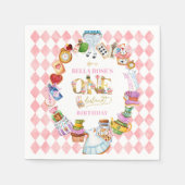 Alice im Wunderland 1. Geburtstag Pink Serviette (Vorderseite)