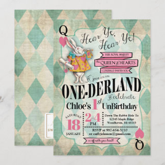 Alice im Wunderland-1. Geburtstags-Einladungen Einladung