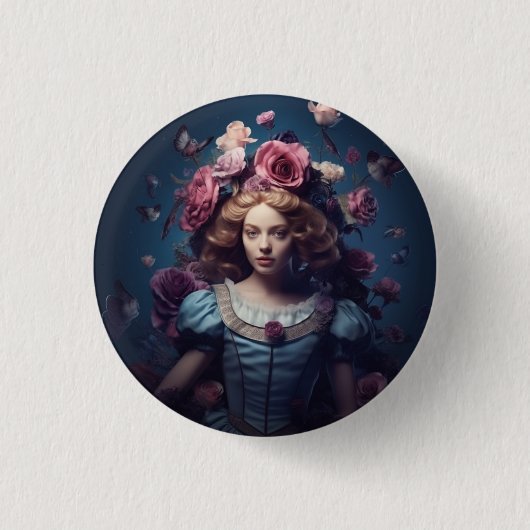 Alice im Wunderland 3 cm Abzeichen Button (Vorderseite)