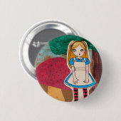 Alice im Wunderland - abgestreifte Socken Button (Vorne & Hinten)