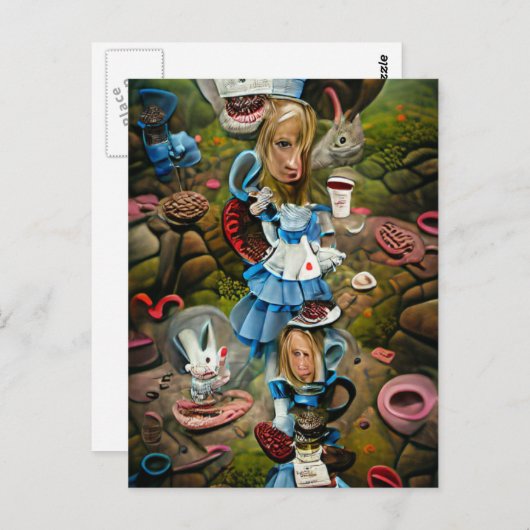 Alice im Wunderland AI Gone falsch Postkarte (Vorne/Hinten)