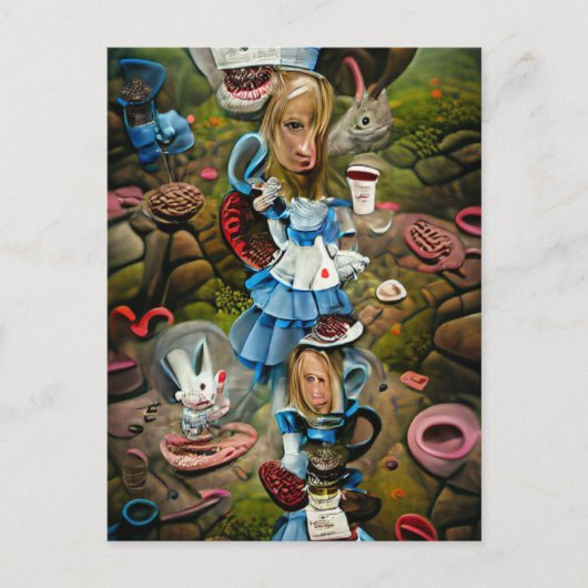 Alice im Wunderland AI Gone falsch Postkarte (Vorderseite)