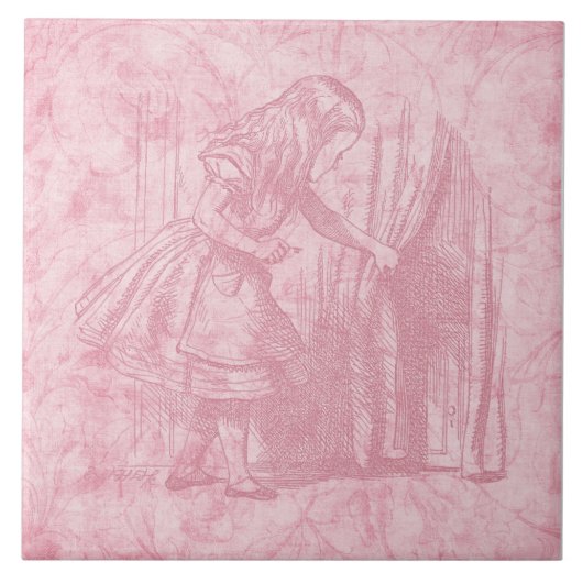 Alice im Wunderland Alice Finds Door Art Fliese (Vorderseite)