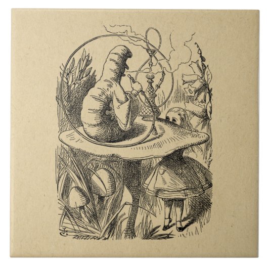 Alice im Wunderland Alice mit der Raupe Fliese (Vorderseite)