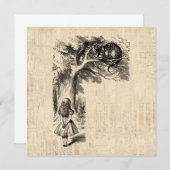 Alice im Wunderland Alice und die Cheshire Cat Einladung (Vorne/Hinten)