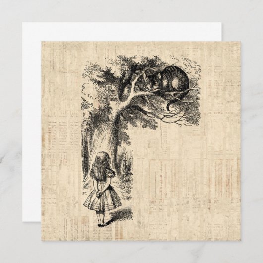 Alice im Wunderland Alice und die Cheshire Cat Einladung (Vorne/Hinten)