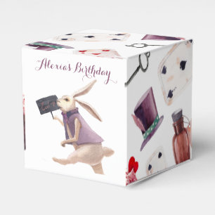 Alice im Wunderland Aquarell Handbemalter Hase Geschenkschachtel