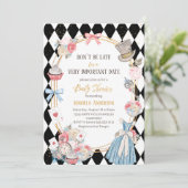 Alice im Wunderland Aquarell Kinderdusche Einladung (Stehend Vorderseite)