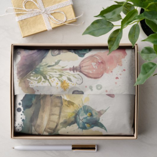 Alice im Wunderland Aquarellkaninchen Seidenpapier (Geschenk)